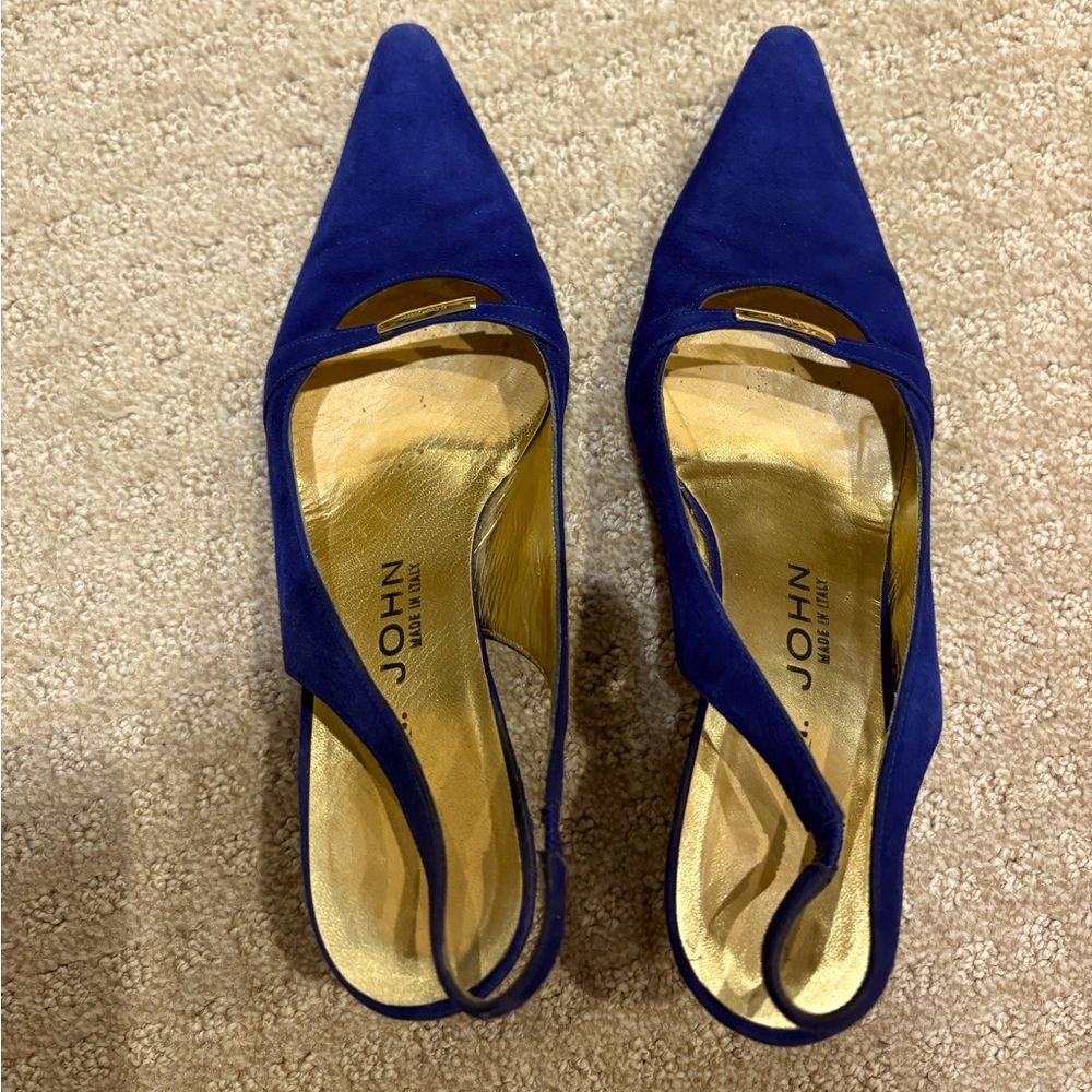 St John Women's Blue Suede Heels